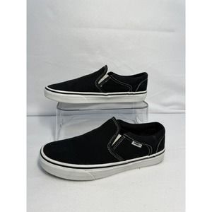 Vans Shoes Mens‎ Size 7 Womens 8.5 Off The Wall Slip On Sneakers Black Fabric
